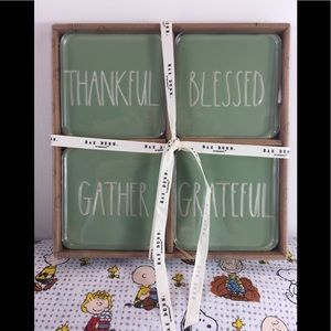 NIB Rae Dunn Thanksgiving 4-Pack Ceramic Coasters